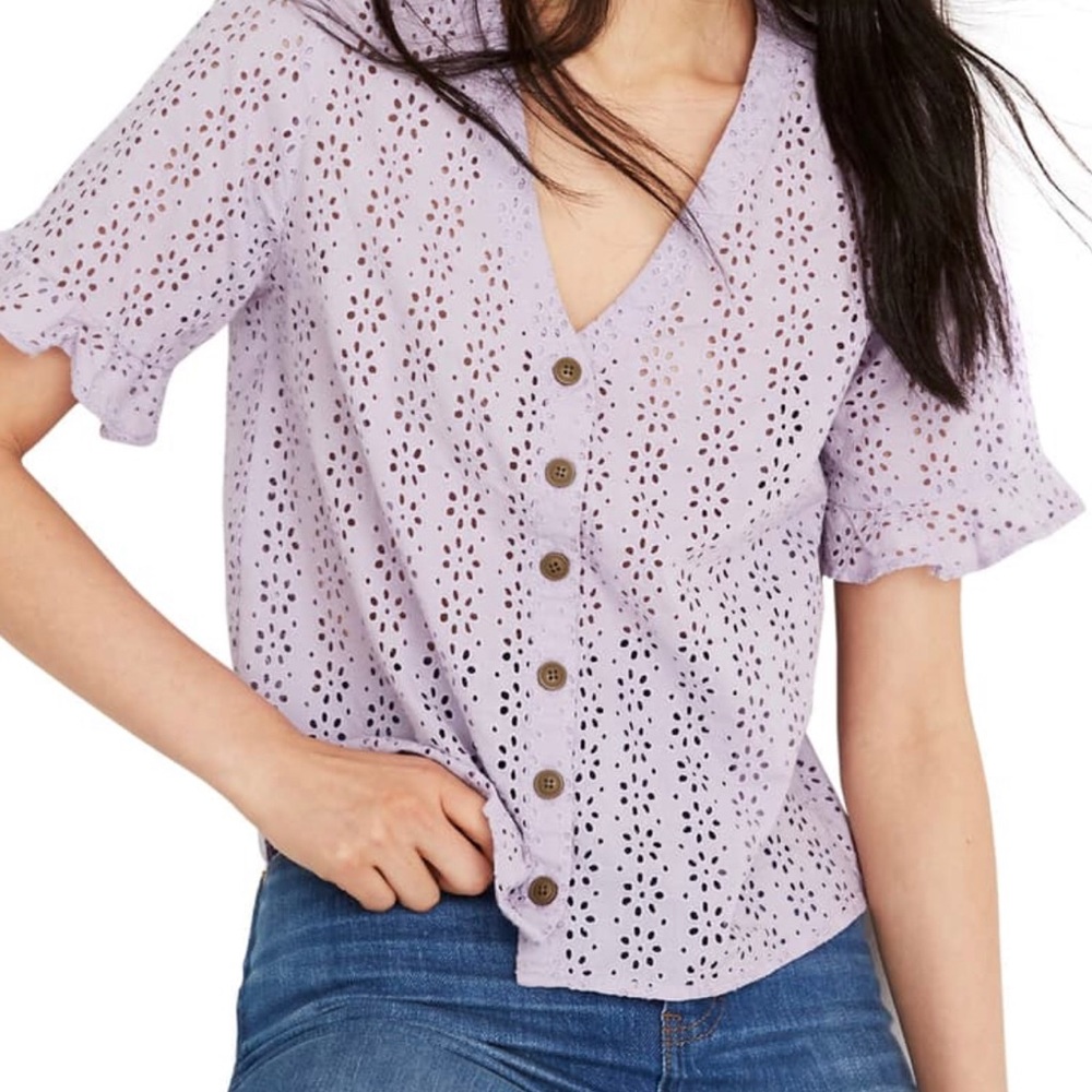 Madewell eyelet short sleeve shirt